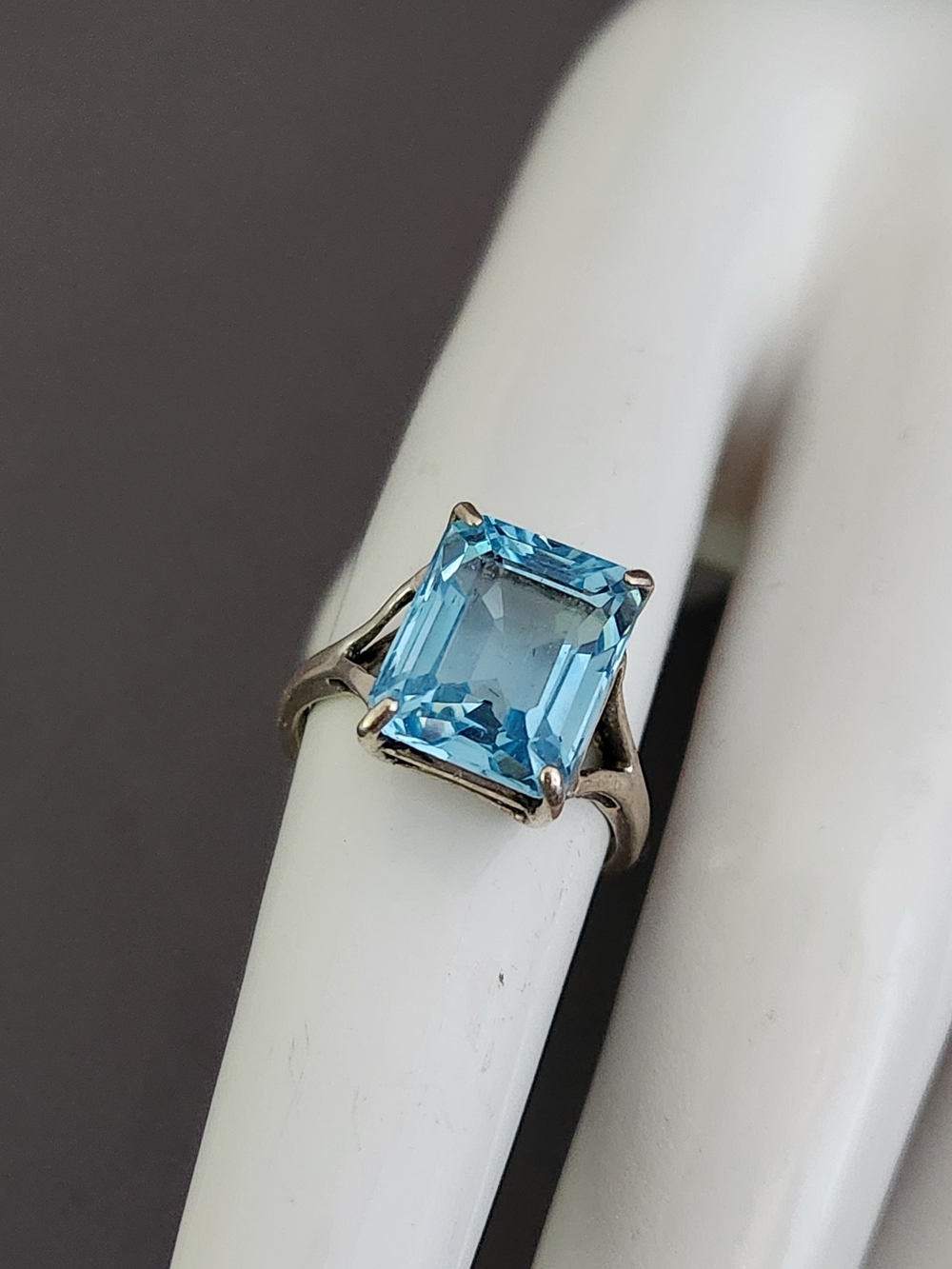 Sterling Silver Sky Blue Topaz Emerald-Cut Ring